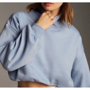 Anthropologie Pilcro Womens Sweatshirt Top XS Light Blue Funnel Neck Boxy Relax